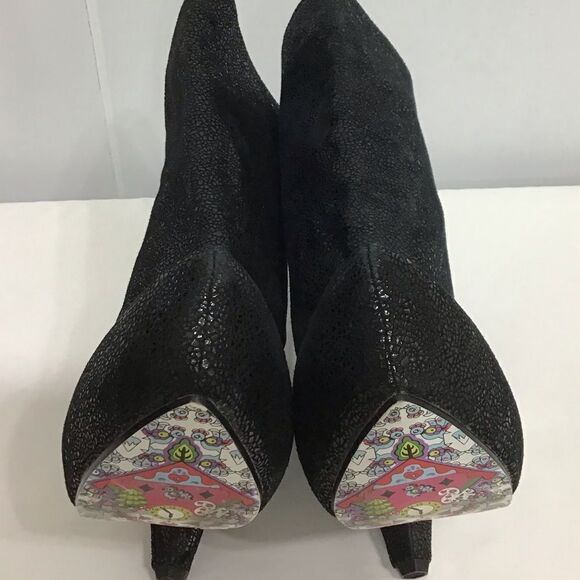 Irregular Choice Black Leather Anna Bell Trolley Chunky Heel Platform Ankle Boot - Picture 8 of 16